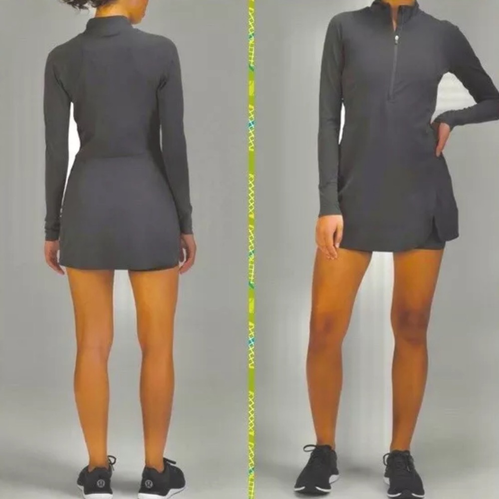 $148 Lululemon Nulux Long-Sleeve Tennis Dress Graphite Grey